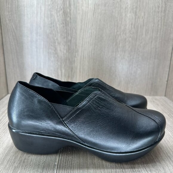 Dansko Arden Clog Shoes Women 37 Slip-on Round Toe Cushioned Leather Black - Picture 1 of 13